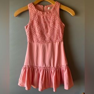 Girl’s Coral Pink Crochet Dress